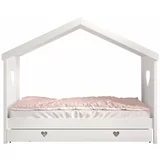 Vipack Bela otroška postelja iz masivnega bora v obliki hiške z dodatnim ležiščem in prostorom za shranjevanje 90x200 cm AMORI –