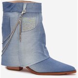 Boto Women's block heel ankle boots with chain denim Ilyana | shoptok.hr