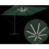  Cantilever Roma Parasol s LED diodama - Zelena 286 x 285 x 270 cm Aluminij | shoptok.hr