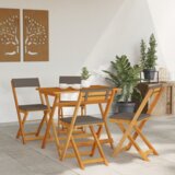 vidaXL 5-delni zložljiv bistro set z blazinami iz trdnega akacijevega lesa | Shoptok.si