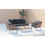  Aluminijski vrtni namještaj - Sofa + dvije fotelje + stol - crno/smeđi | shoptok.hr