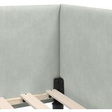 vidaXL Kotna postelja Svetlo siva 90 x 190 cm Samet in sodobno leseno | Shoptok.si
