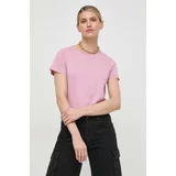 Pinko Bombažna kratka majica ženski, roza barva