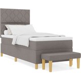 vidaXL Box Spring Postelja z Ležiščem in Klopjo Taupe 90x190 cm Tkanina, (22081099) | Shoptok.si