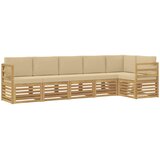  Set vanjskih sofa 6 pcs Bijela i bež 306 x 128,5 x 73 cm | Shoptok.si