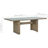  Vrtni blagovaonski stol smeđi 200x100x74 cm staklo i poliratan | shoptok.hr