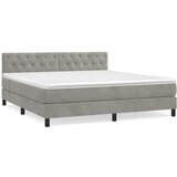 The Living Store Box spring postelja z vzmetnico svetlo siva 160x200 cm žamet - Box Spring Postelja, (21488914) | Shoptok.si