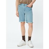 Koton Bermuda Slim Fit Denim Shorts with Fold Detail Buttons. Cene