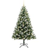 vidaXL Umjetna jelka s pantenom i pahuljicama Zelena i bijela 180 cm | shoptok.hr