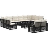 vidaXL Vrtna sedežna garnitura 13 pcs Črna in krem bela poli ratan, (5000270324) | Shoptok.si