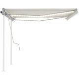 vidaXL Tenda na ručno uvlačenje s LED svjetlom 4 5x3 m krem | shoptok.hr