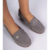 Gemre Grey women's wedge eco-suede moccasins Sarimi | Shoptok.si