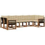 vidaXL Zunanja garnitura za sedenje z blazino 7 pcs Naravna in bež, (5000281132) | Shoptok.si