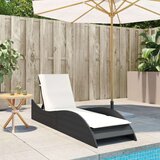  Ležalnik z blazino črn 60x205x73 cm poli ratan | Shoptok.si