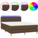  Box spring postelja z vzmetnico LED temno rjava 140x200cm blago, (20727259) | Shoptok.si