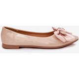 Boto Lacquered Ballet Flats With Bow And Gold Brooch Beige Rivona | shoptok.hr