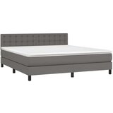  Box spring postelja z vzmetnico siv 160x200 cm umetno usnje, (20894703) | Shoptok.si