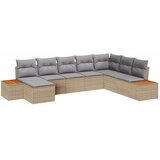 vidaXL Vrtna sedežna garnitura 8 pcs Bež in svetlo siva Poliratan, (5000135090) | Shoptok.si