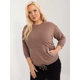 Fashion Hunters Brown casual blouse plus size 3/4 sleeve