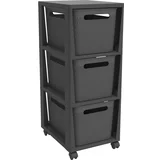 črn plastičen voziček s policami 30x77 cm brisen - rotho