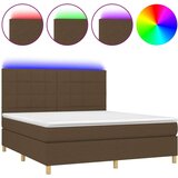  Krevet box spring s madracem LED tamnosmeđi 160x200 cm tkanina | shoptok.hr