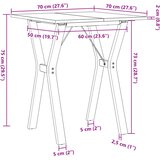  Blagovaonski stol Y-oblika 70x70x75 cm od borovine i čelik | shoptok.hr