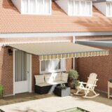 vidaXL Ručna uvlačiva tenda Zelena i žuta 400x300 cm | shoptok.hr