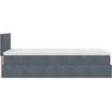 vidaXL Otomanski posteljni okvir z vzmetnico siv 90x190 cm žamet | Shoptok.si