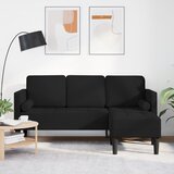 vidaXL Kotna sedežna garnitura Črna Trden bukov les 173 x 131 x 67 cm | Shoptok.si