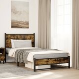Maison Chic Kovinski Posteljni okvir - Dvoposteljna postelja - Zakonska postelja brez vzmetnice dimljen hrast 100x190cm, (21693490) | Shoptok.si