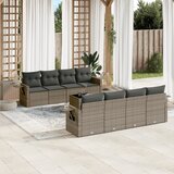 Maison Chic Seti vrtnega pohištva - Vrtna garnitura - Vrtni pohištvo set 9-delna z blazinami siv poli ratan, (21797189) | Shoptok.si