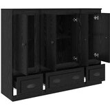  Highboard s ladicama 3 pcs Crni hrast Konstruirano drvo | shoptok.hr