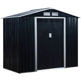 Outsunny Jeklena vrtna lopa za orodje, jeklena vrtna lopa z drsnimi vrati, 213x130x185cm, temno siva, (20752808) | Shoptok.si