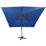  Konzolni suncobran sa stupom i LED svjetlima 300 cm azurnoplavi | shoptok.hr