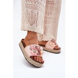 Boto Ladies Platform Sandals With Braiding And Flowers Pink Chellia | shoptok.hr