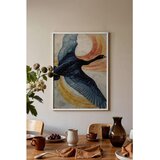 Wallxpert uramljena slika 115235, crni labud u letu ispred zlatnonarandžastih krugova, 30 x 40 cm, beli ram Cene