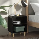  Noćni ormarić s nogama od masivnog drva sjajni crni 40x30x50 cm | shoptok.hr