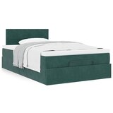 vidaXL Otomanski posteljni okvir z vzmetnico zelen 120x200 cm žamet | Shoptok.si