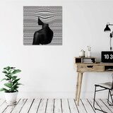 Wallxpert slika na platnu KC423, silueta žene na crno-belom op-art motivu, 45 x 45 cm | Eponuda.com