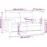  Dvosjed s ukrasnim jastucima svjetlosivi 140 cm od tkanine | shoptok.hr