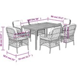  7-dijelni vrtni blagovaonski set s jastucima crni od poliratana | shoptok.hr