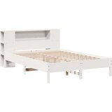vidaXL Knjižna postelja brez vzmetnice bela 135x190 cm trdna borovina | Shoptok.si