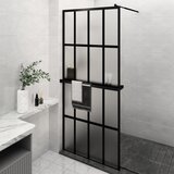 The Living Store pregrada za tuš s polico črna 100x195 cm esg steklo in aluminij - stena za tuš, (21751405) Cene