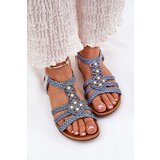 ARTIKER Women's Flat Sandals With Woven Straps Blue | Shoptok.si