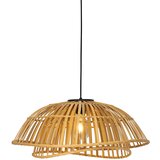 QAZQA Orientalska viseča svetilka črna z naravnim bambusom 62 cm - Pua | Shoptok.si