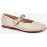 Boto Women's Ballet Flats With Strap And Golden Studs Beige Firicene | Shoptok.si
