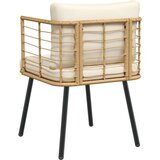 vidaXL Vrtni stol z blazinami Natural Poly Rattan | Shoptok.si