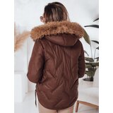 DStreet Kurtka damska zimowa COLDLIKE pikowana z kapturem brązowa | Shoptok.si