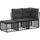  Set vanjskih sofa s jastukom 3 pcs Crna Poliester | shoptok.hr