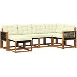 vidaXL Zunanja garnitura za sedenje z blazino 6 pcs Naravna in smetana, (5000281815) | Shoptok.si